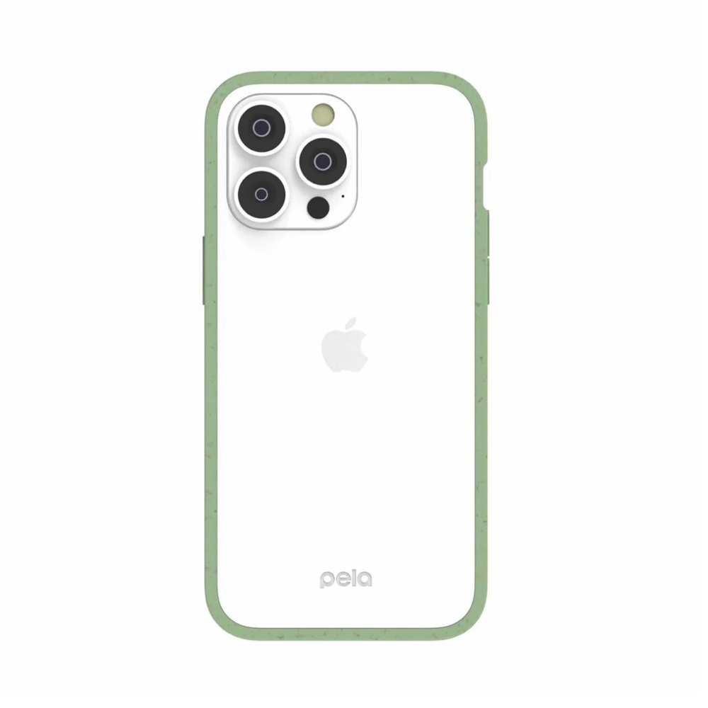 NWT Pela Case - Clear iPhone 14 Pro Max Case with Sage Green Ridge